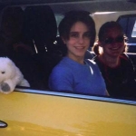 Starting out on day two from Kansas City, Missouri. Caren in the driver's seat, Jenny as navigator, and Emily in the back (not the polar bear! you just can't see her)